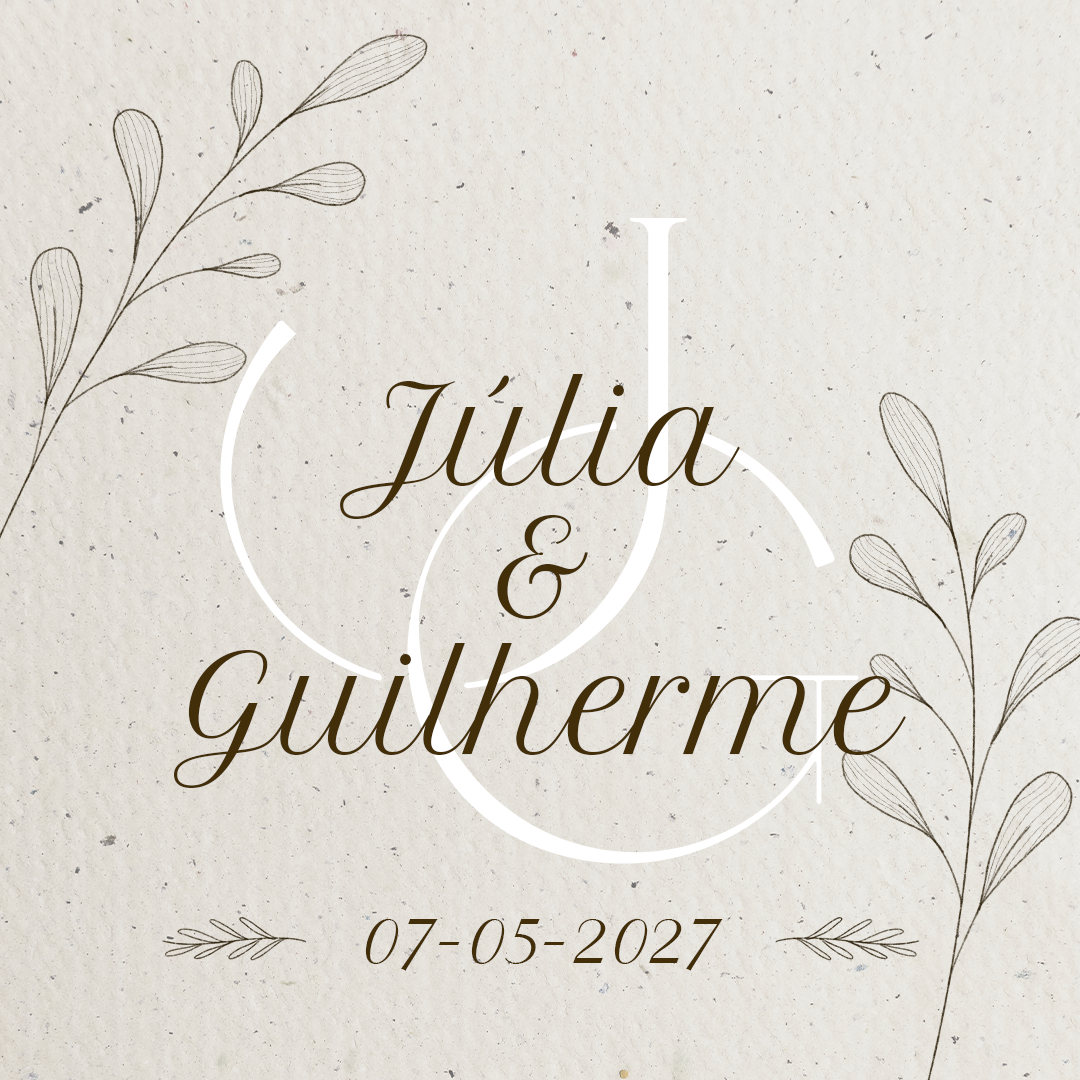 Composição tipográfica Júlia & Guilherme com monograma translúcido